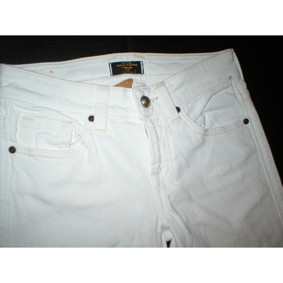 New NWT Designer Hollywood Trading Company White Jeans Womens Flare 25 Mid HTC - Picture 3 of 7